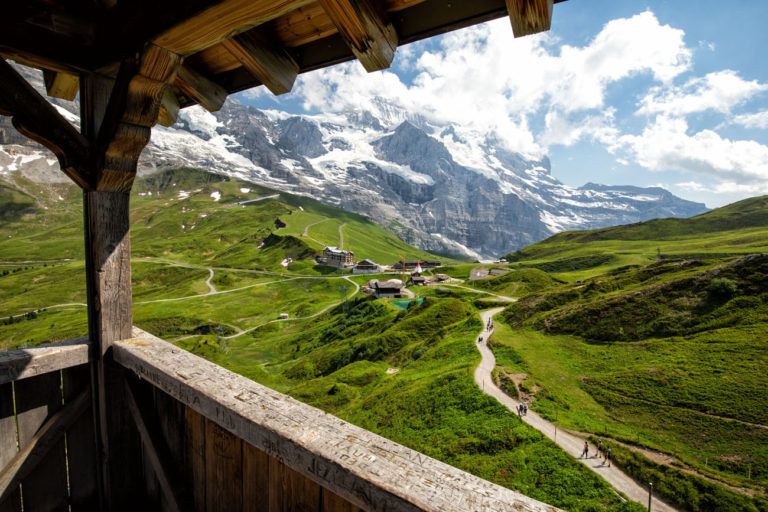 Walking from Männlichen to Kleine Scheidegg on the Panorama Trail