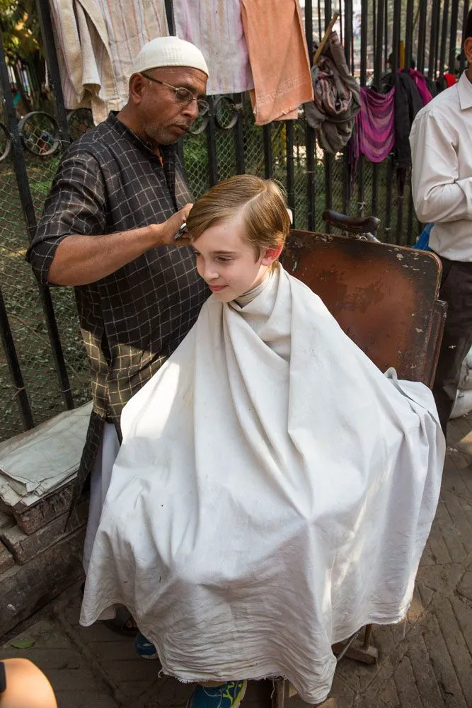 Tyler getting haircut