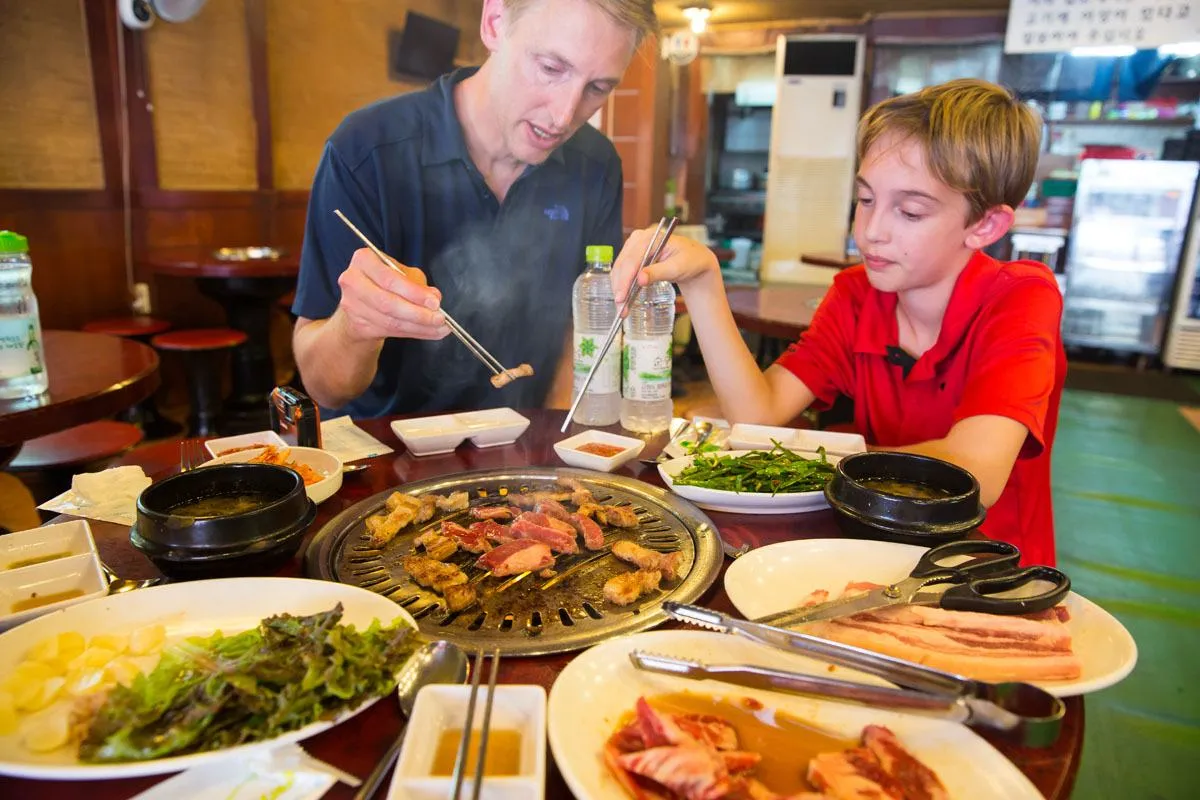 Eating Korean Barbecue