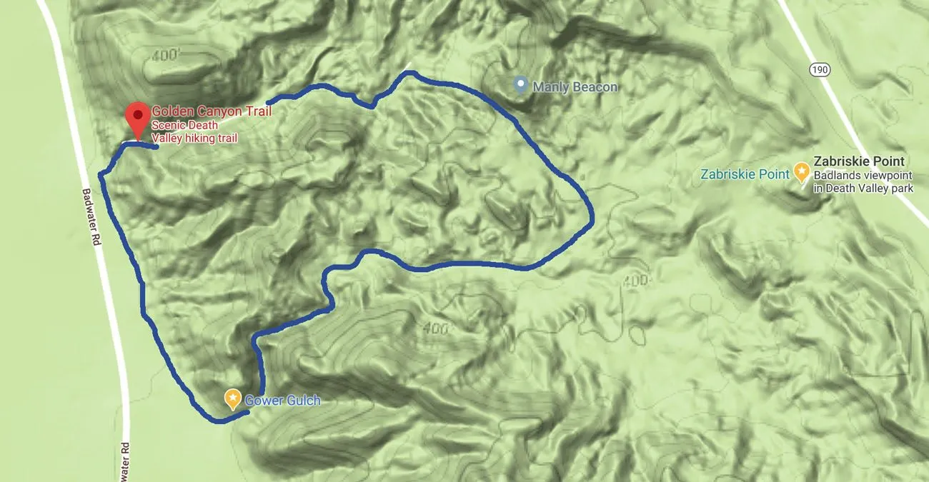 Gower Gulch Loop Map