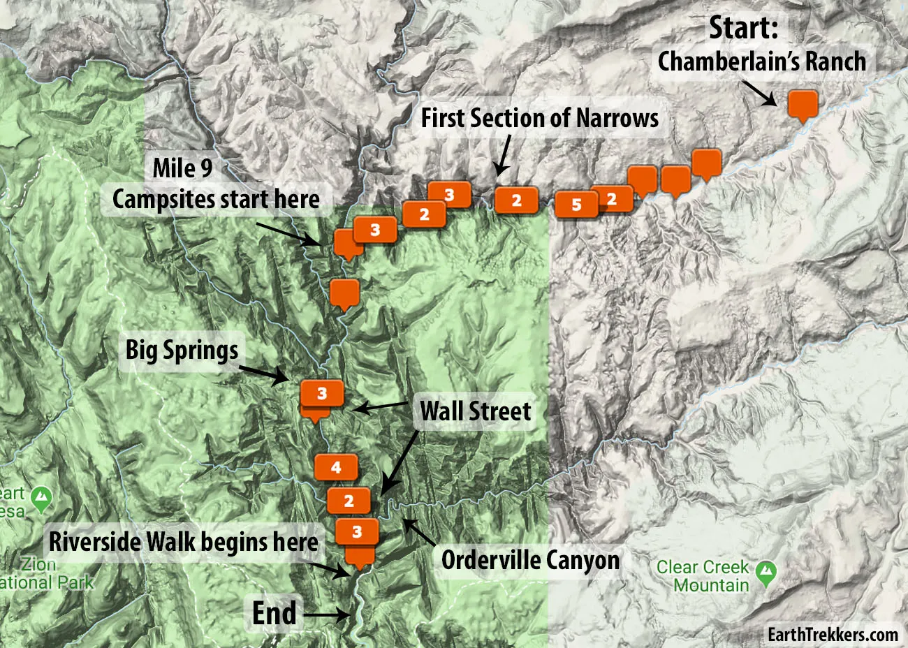 Zion Narrows Map