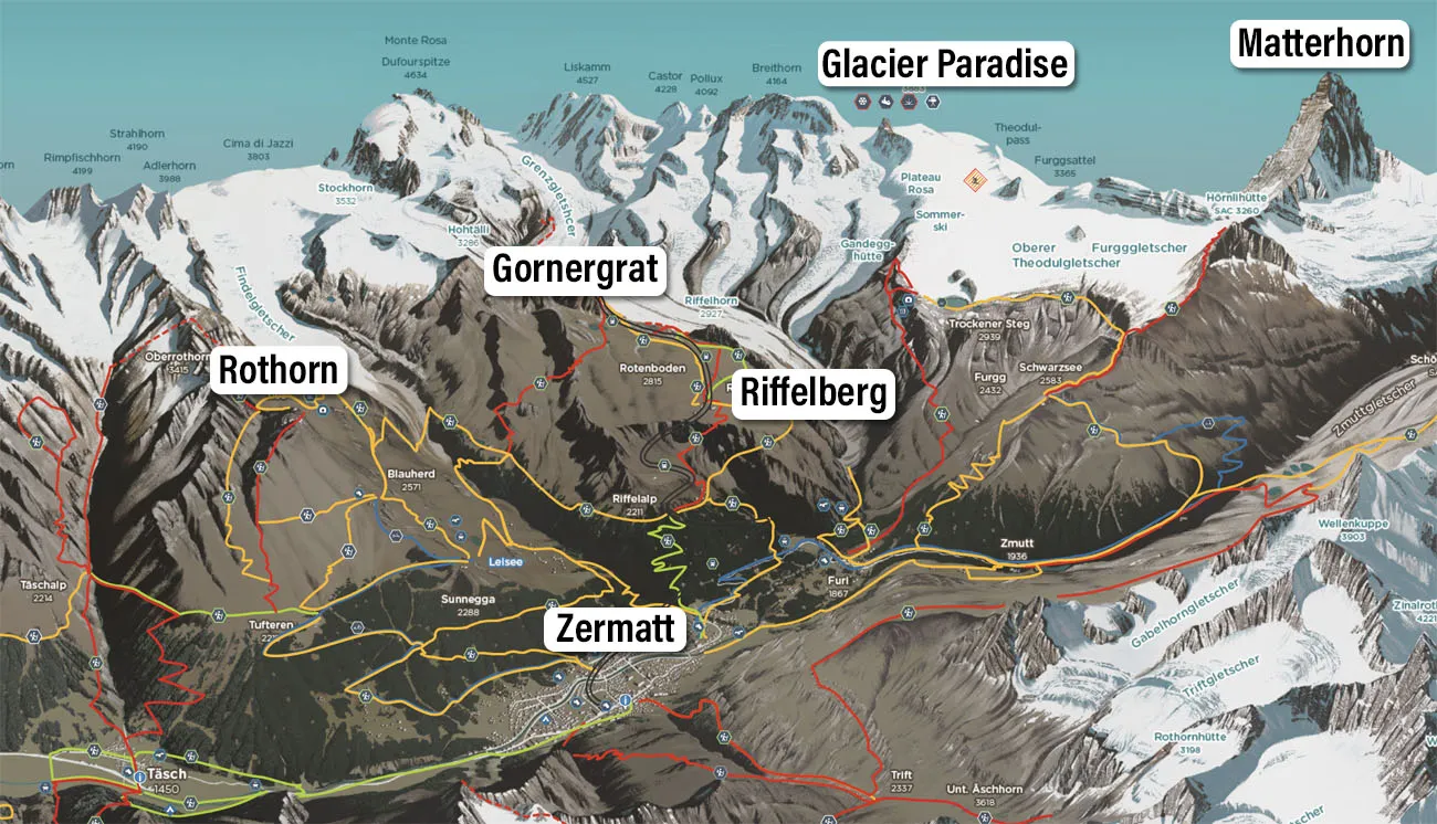 Zermatt Peaks Map