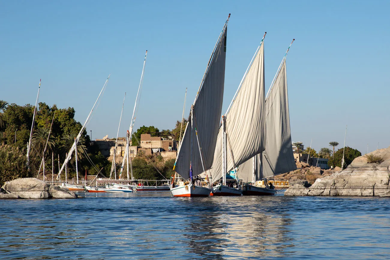 Feluccas on the Nile in Aswan