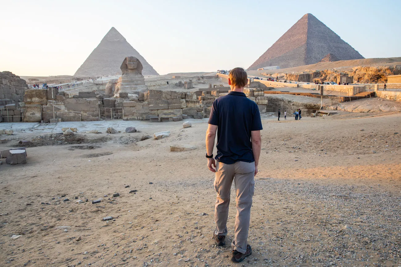 Tim and the Sphinx best views of the pyramids of Giza