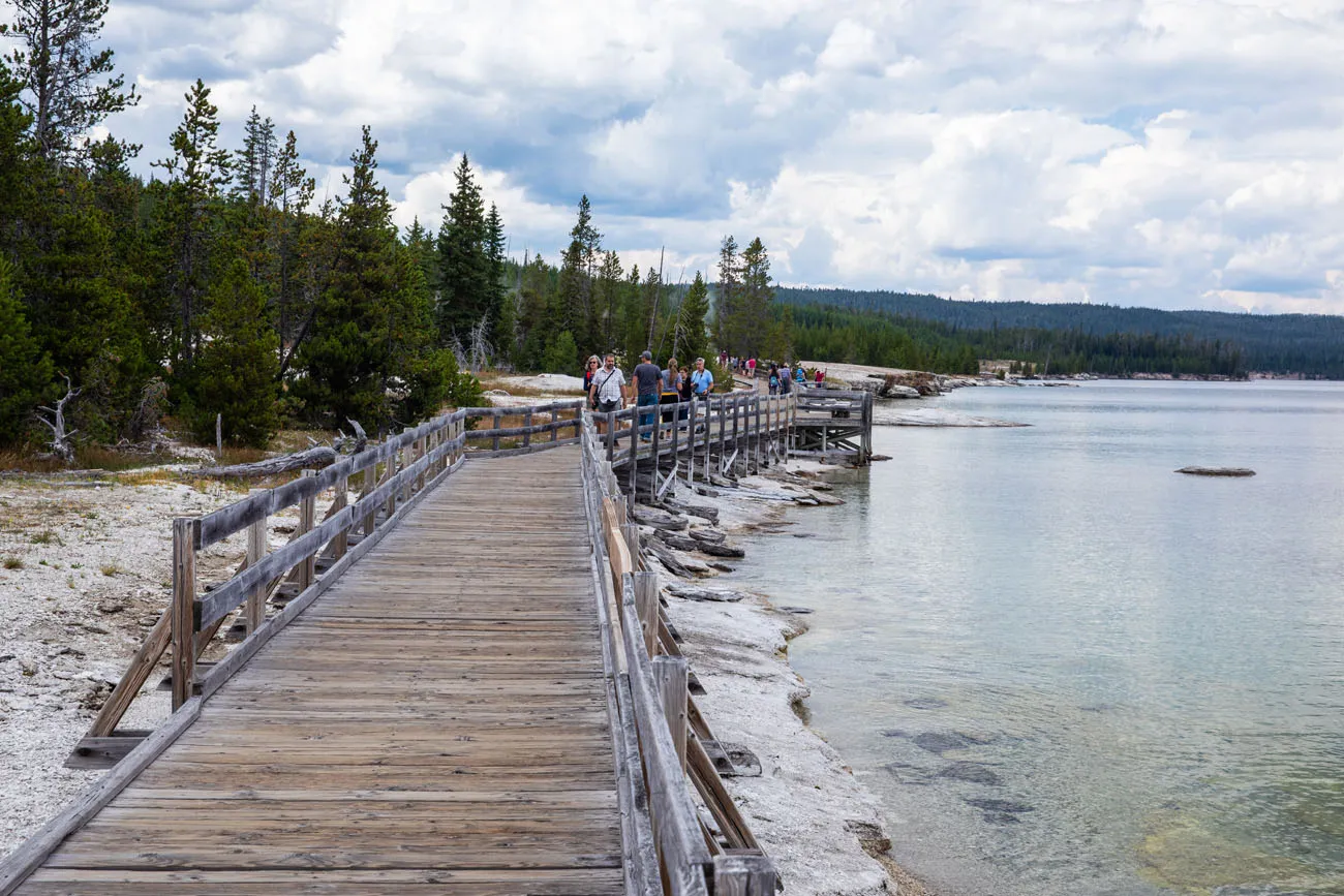 West Thumb Boardwalk geyser basins in Yellowstone