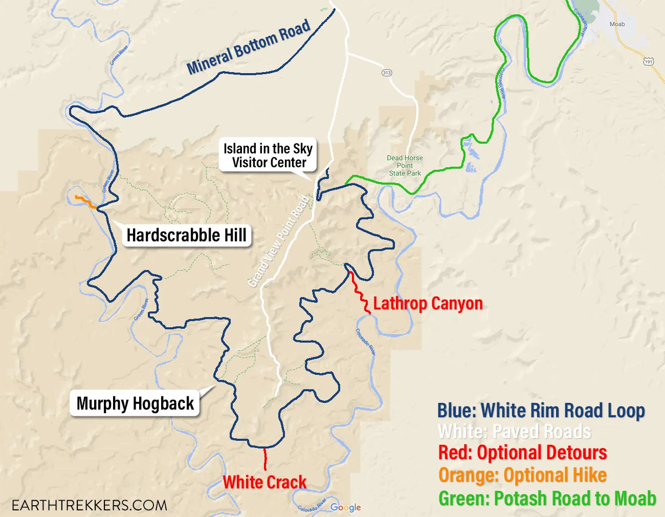 White Rim Road Map