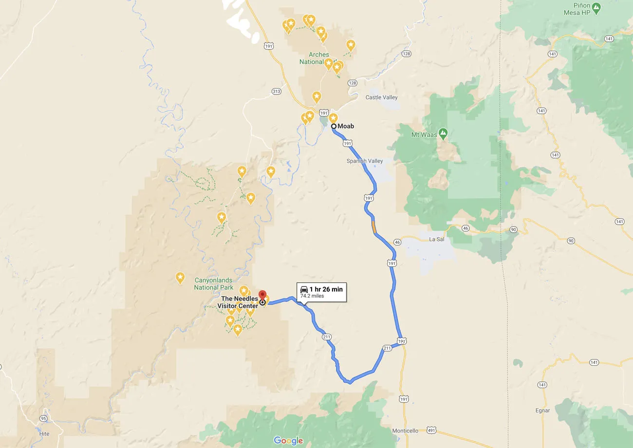 How to get to The Needles Map