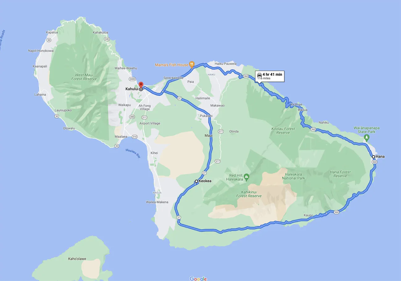 Road to Hana Loop Map