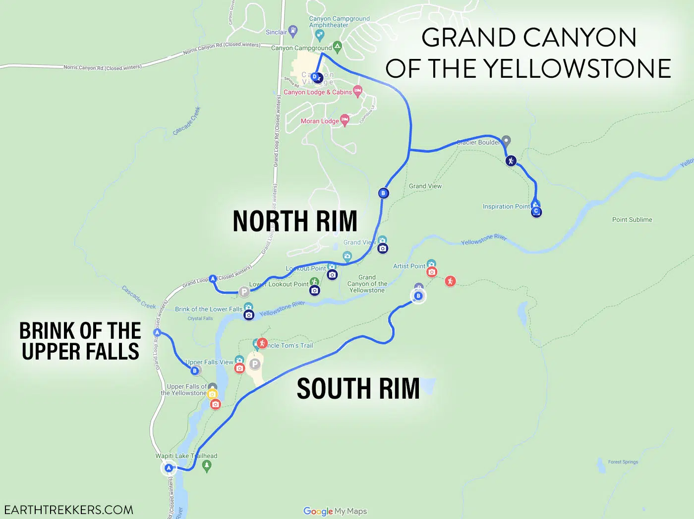 Grand Canyon of the Yellowstone Map