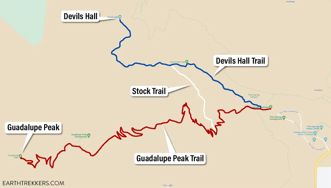 Guadalupe Peak Devils Hall Map
