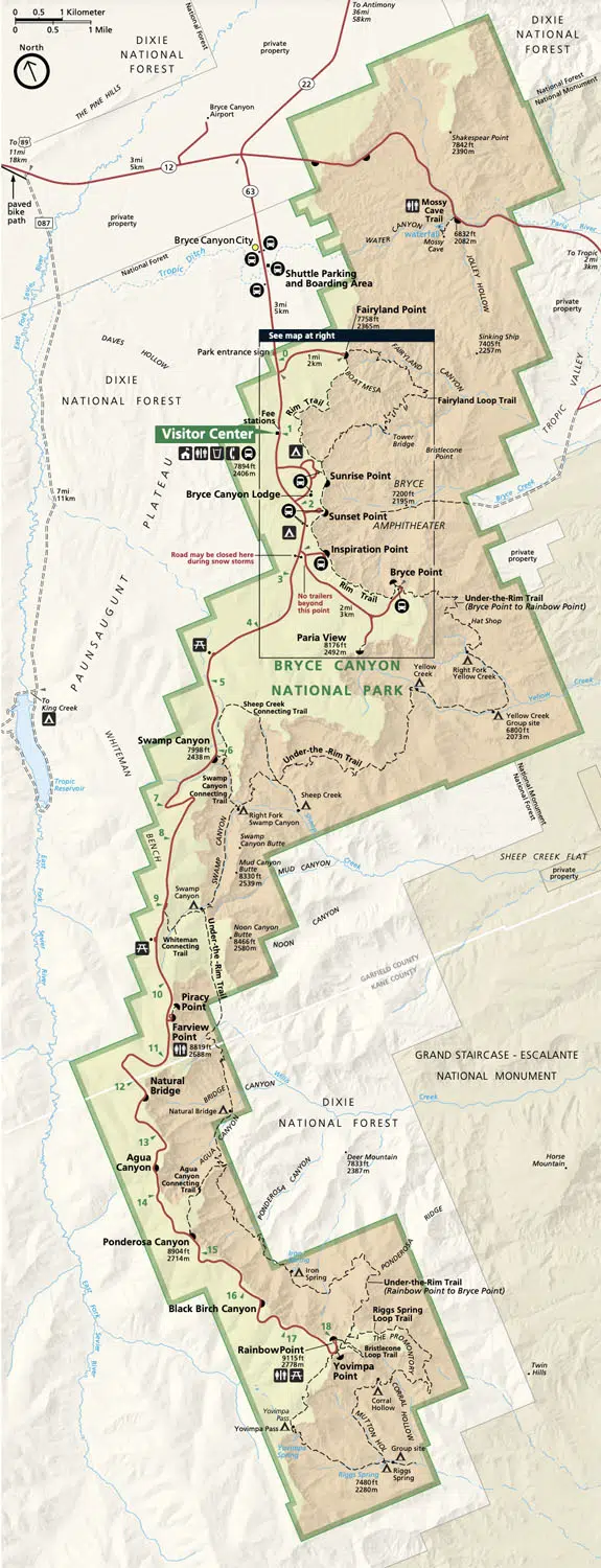 Bryce Canyon Map