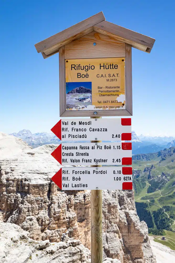 Piz Boe Trail Sign