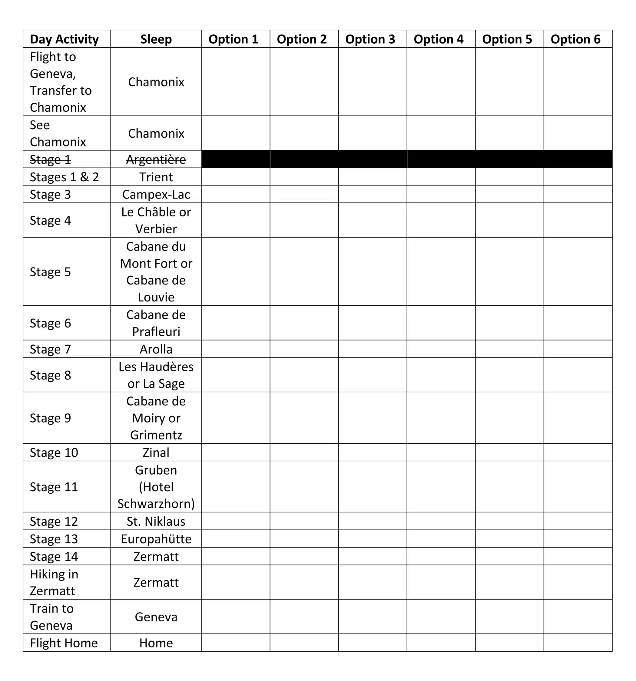 Table 1 Step1 Haute Route