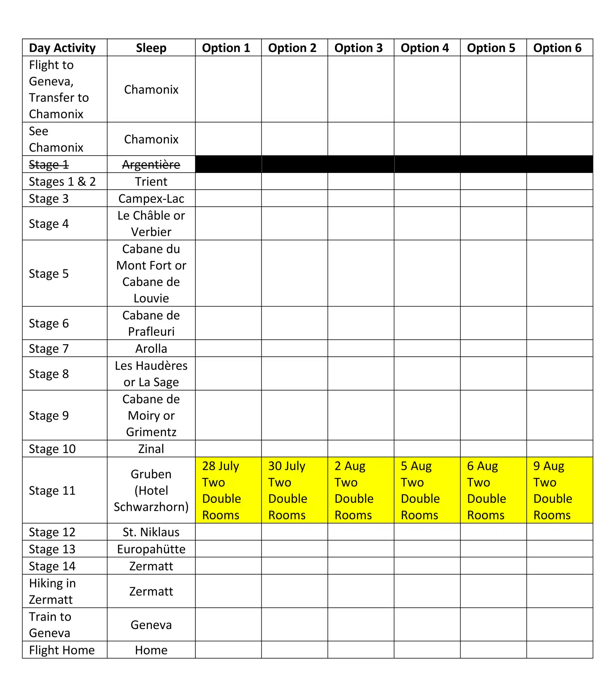 Table 4 Haute Route