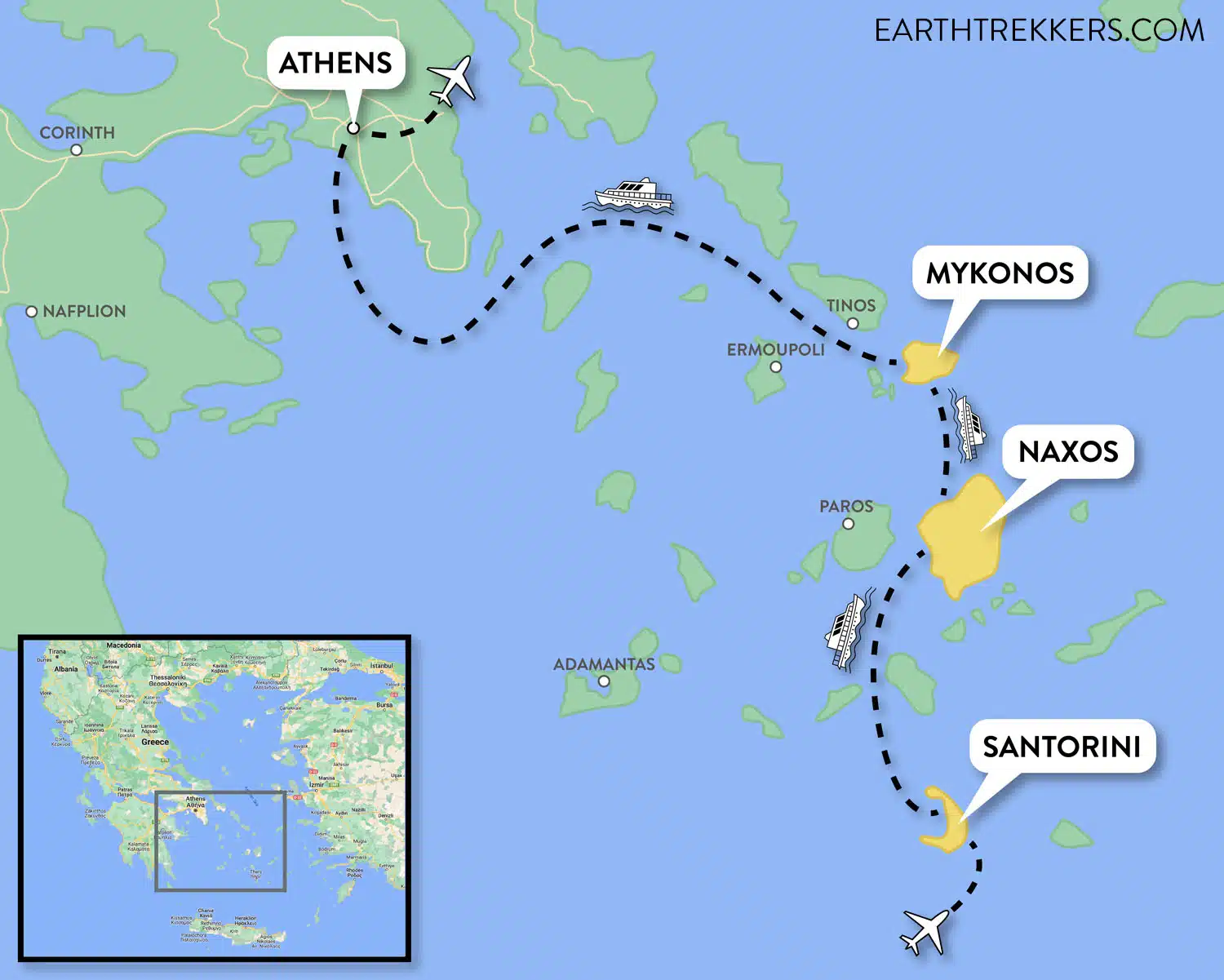 10 Day Greece Itinerary Map