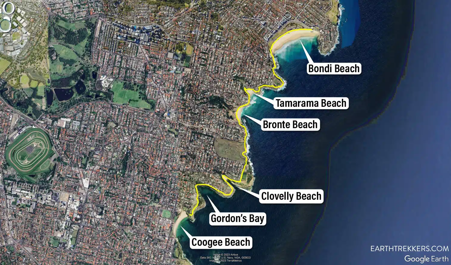 Coogee to Bondi Map