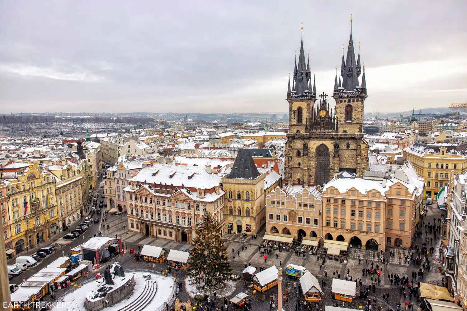 Prague Old Town Square Snow | One day in Prague itinerary