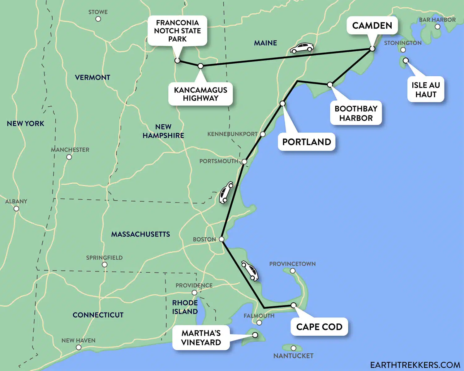 New England Road Trip Map