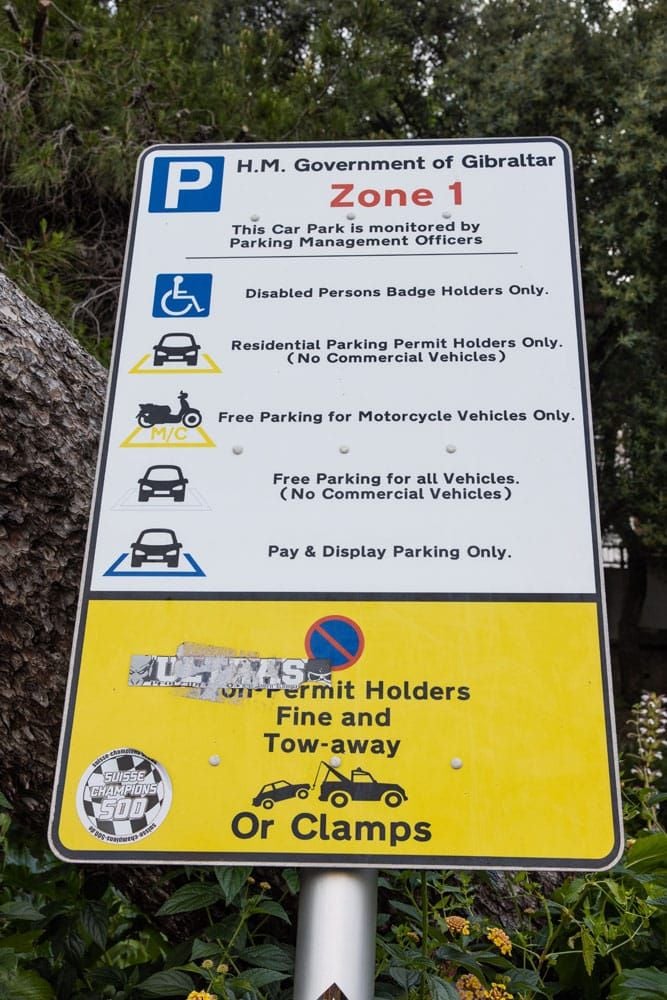 Gibraltar Parking Sign