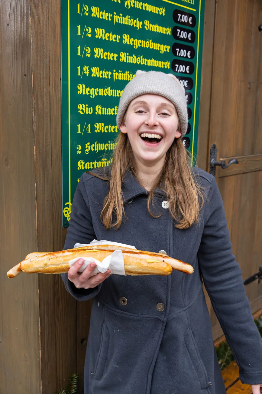 Kara with a Regensburger Sausage