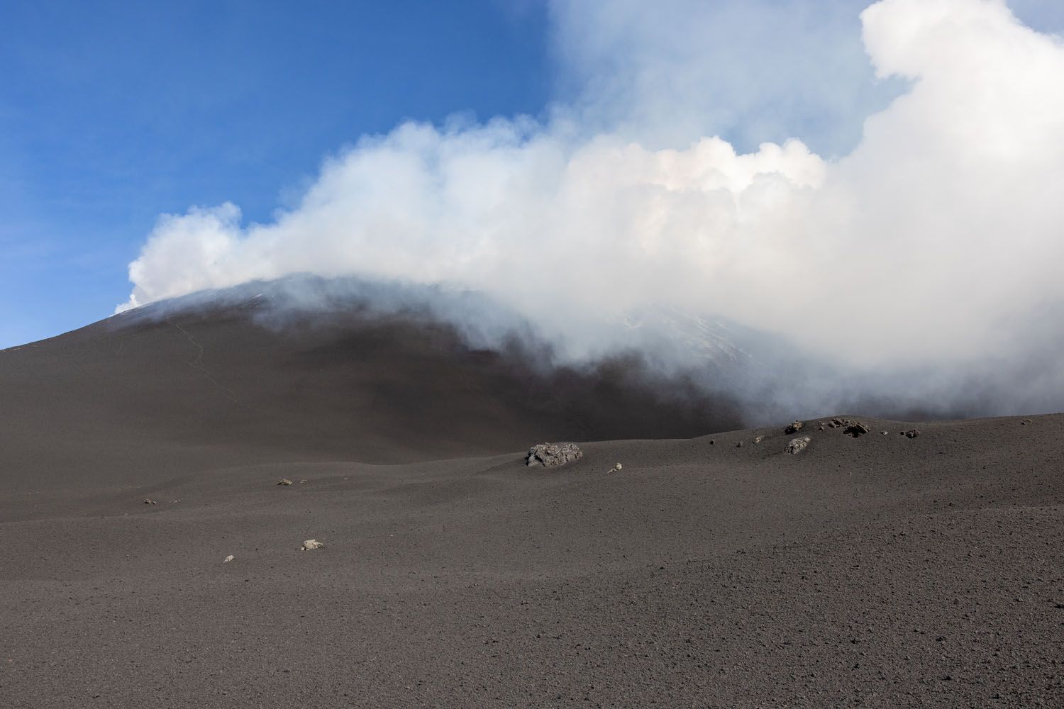 Mount Etna with Steam and Gas