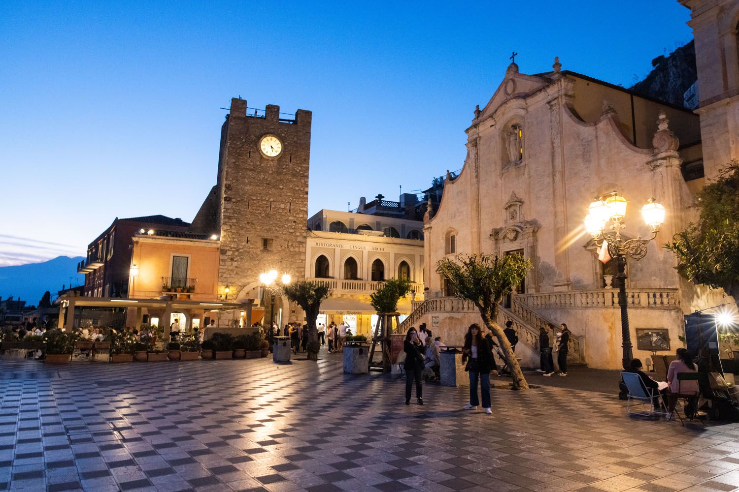 Piazza IX April Taormina at Night